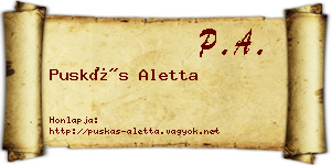 Puskás Aletta névjegykártya